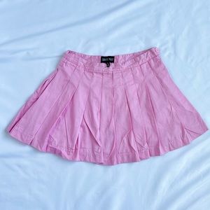 Pink Pleated Mini Skirt
